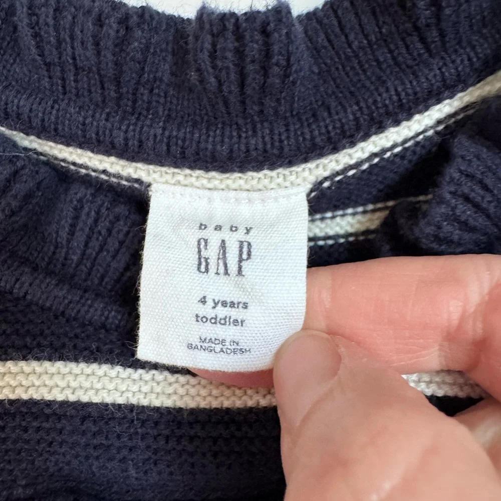 Baby Gap Navy and White Stripe‎ Sweater with Ruffle Girl's Size 4T  Cotton Blend